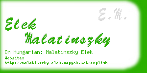 elek malatinszky business card